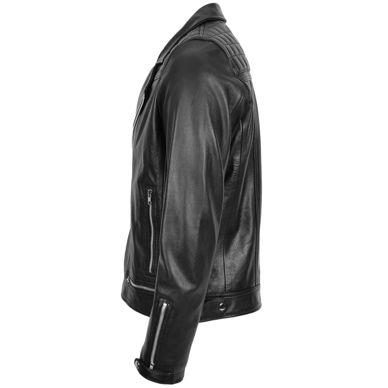 Mens Leather Biker Brando Design Jacket Sean Black 4
