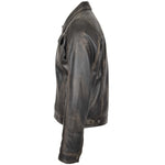 Mens Leather Lee Rider Casual Jacket Terry Black Two Tone 4