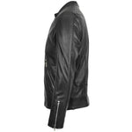 Mens Leather Casual Biker Fashion Jacket Andy Black 4