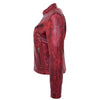 Womens Leather Standing Collar Jacket Becky Burnt Red 4