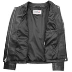 Womens Real Leather Collarless Jacket Moreno Black 5