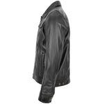 Mens Leather Lee Rider Casual Jacket Terry Black 4