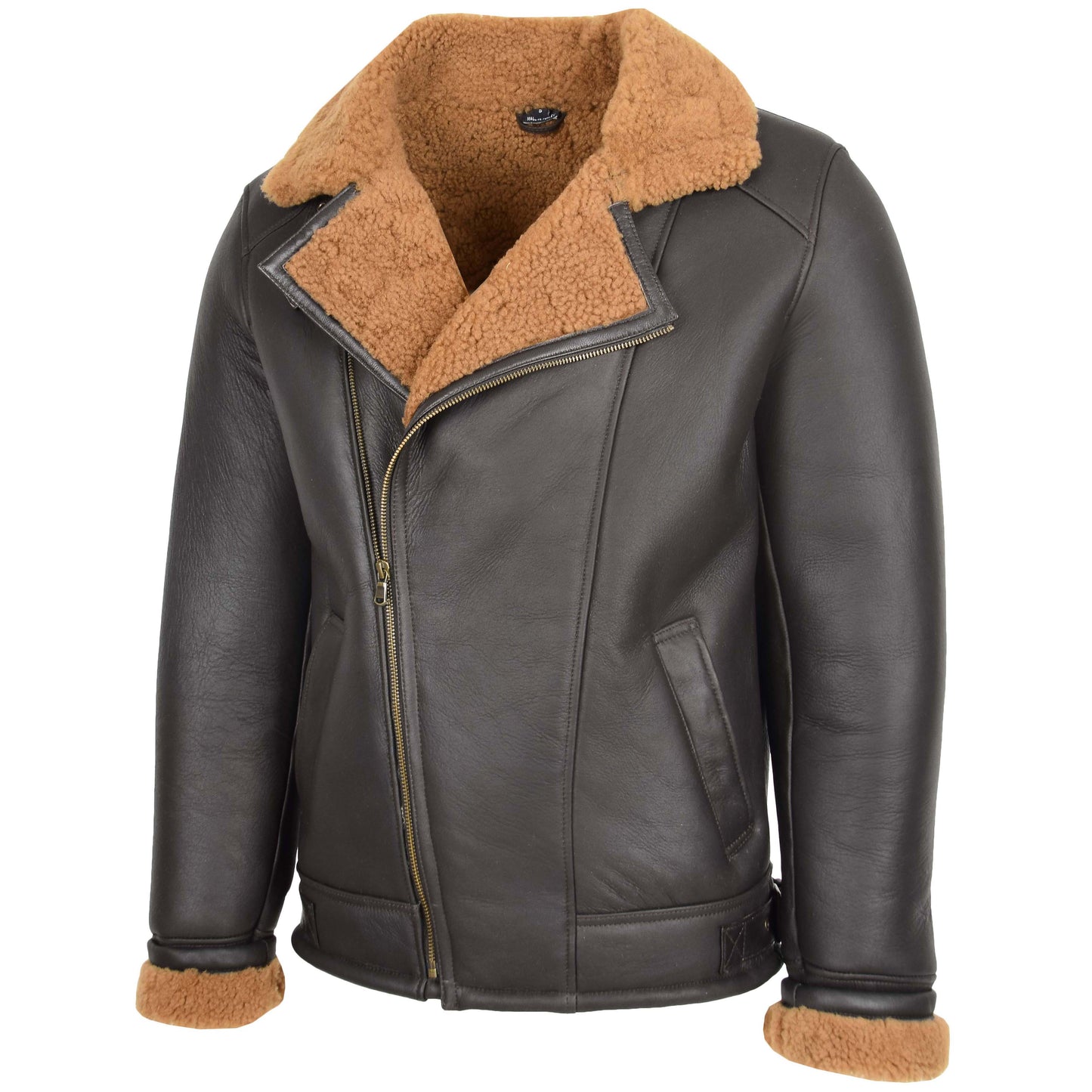 Mens Aviator Sheepskin Pilot Jacket Blen Brown Ginger 3