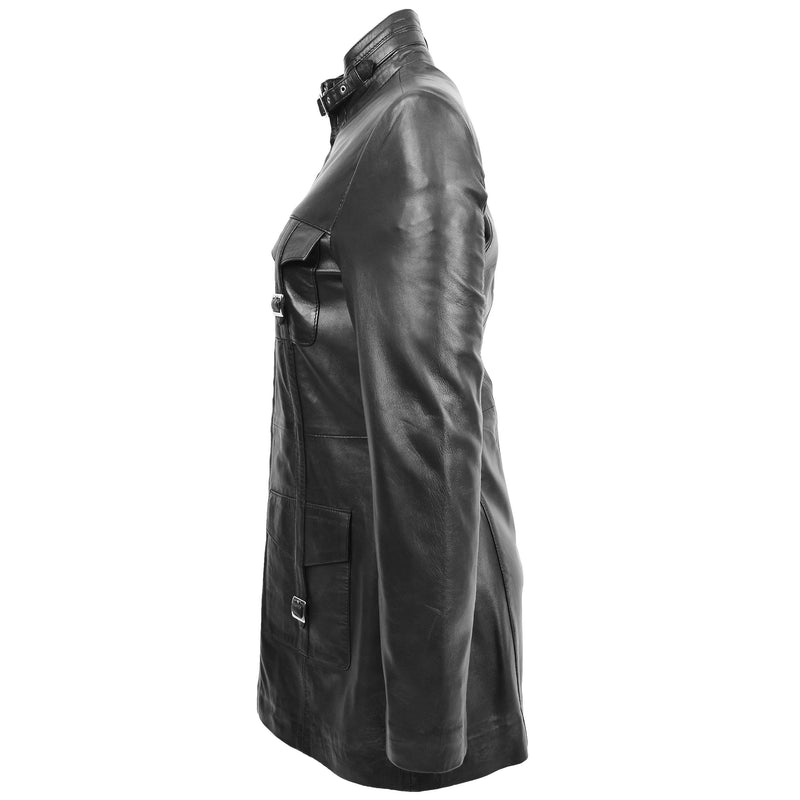 Womens Leather Dual Zip Fastening Jacket Kendall Black 4