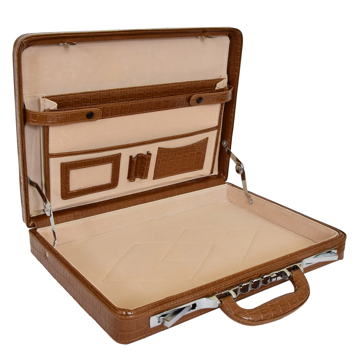 Traditional Croc Print Attaché Case HOL87 Brown 4