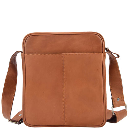 Mens Leather Cross Body Travel Flight Bag Aller Tan 1