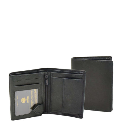 Mens Small Bifold Leather Wallet Venus Black