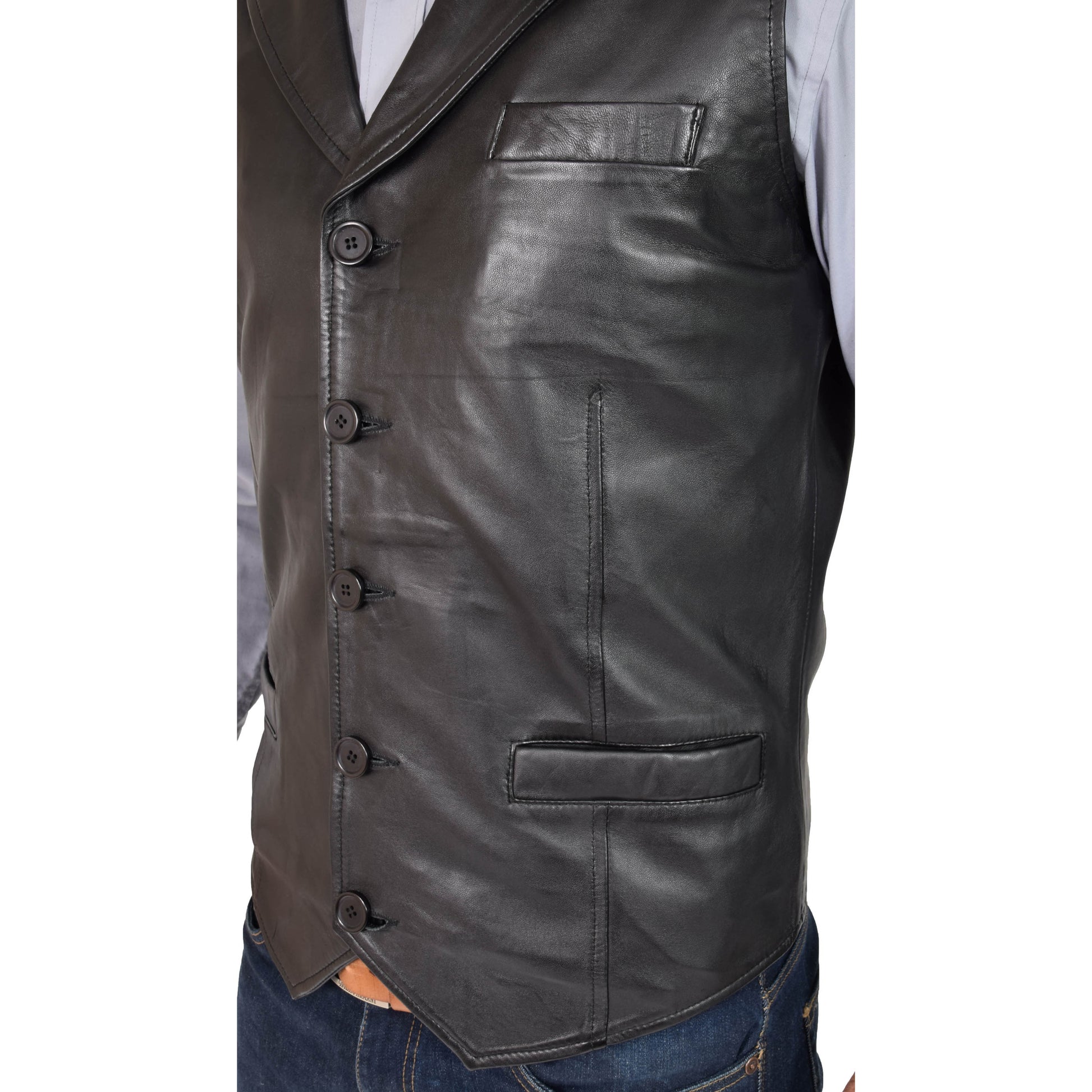 sheep nappa leather waistcoat for men's