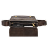 mens leather bag with a middle zip divider