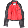 Womens Leather Biker Style Cross Zip Jacket Emma Black 6