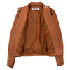 Womens Soft Leather Casual Zip Biker Jacket Ruby Tan 5