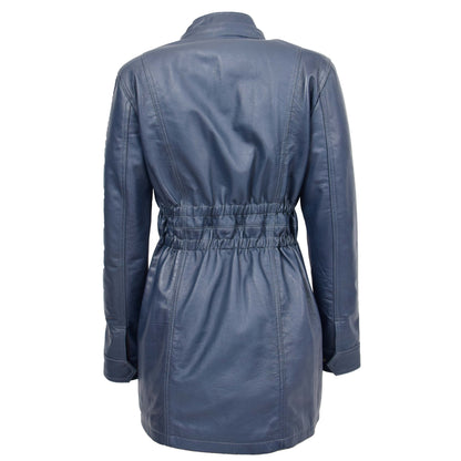 Womens Detachable Hoodie Leather Coat Kathy Blue 4