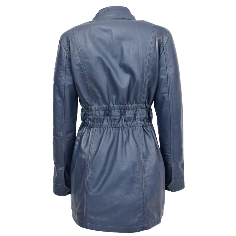 Womens Detachable Hoodie Leather Coat Kathy Blue 4