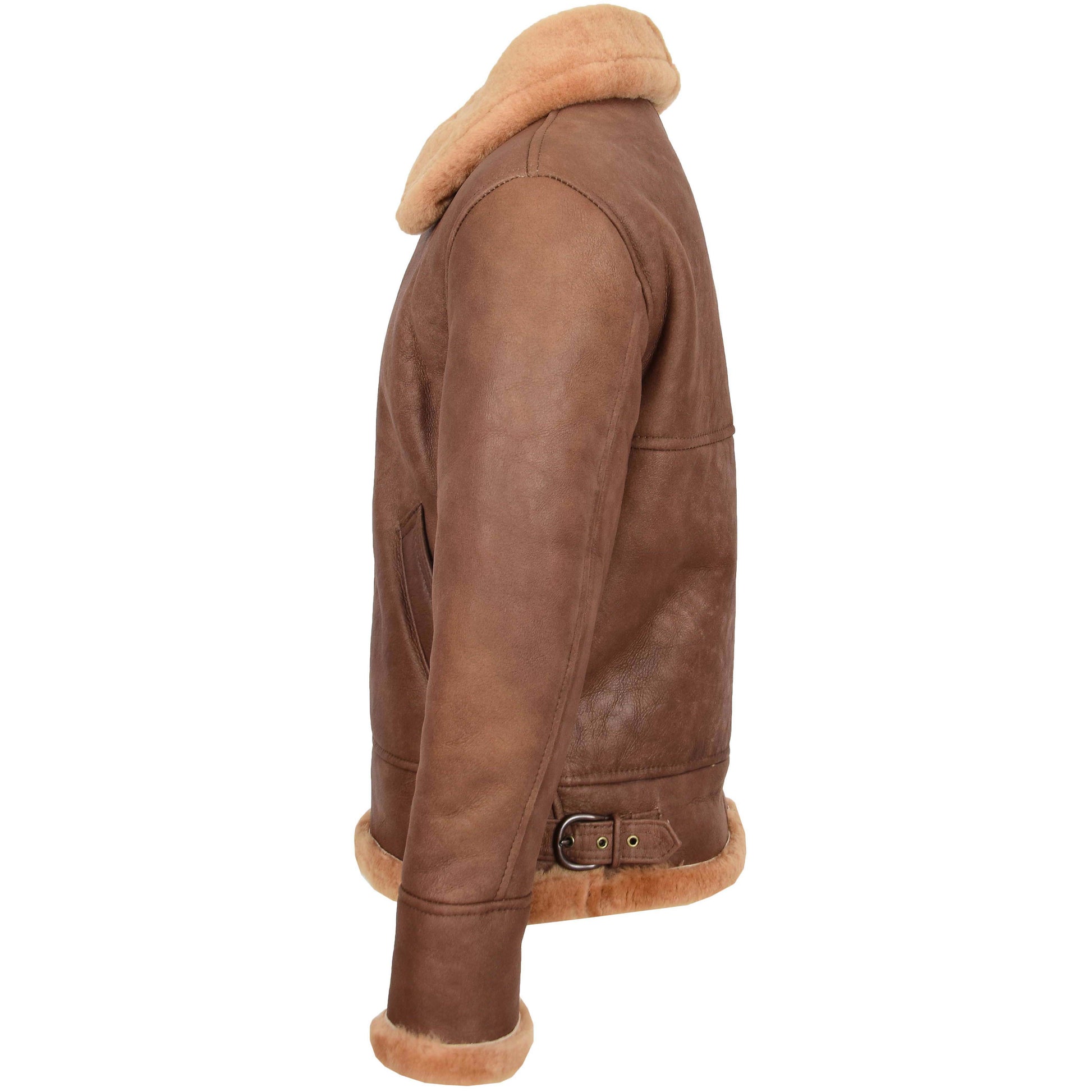 Mens B3 Sheepskin Vintage Flying Jacket Felix Tan 4