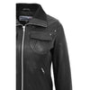 Womens Leather Classic Bomber Jacket Motto Black 6