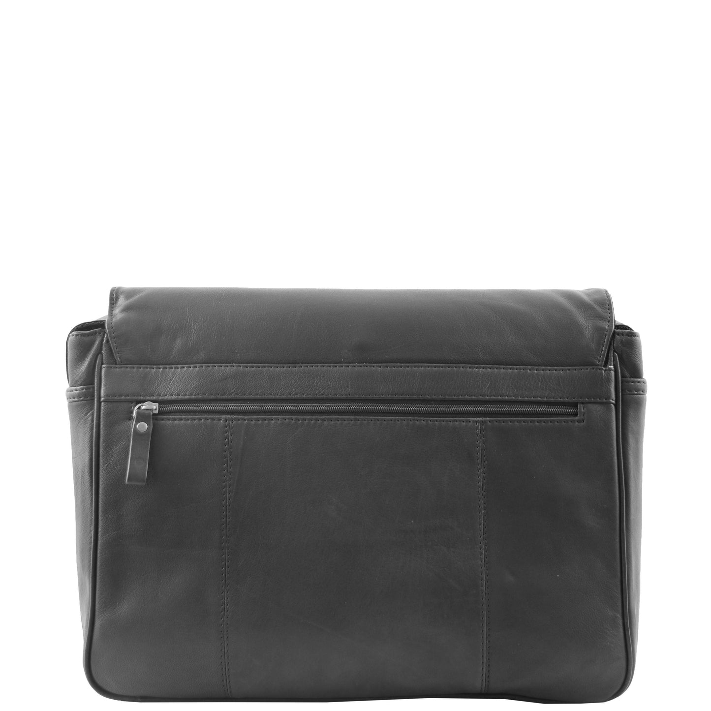 Mens Leather Flap Over Messenger Bag Cheriton Black 1