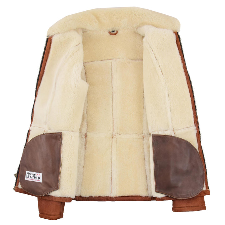 Womens Sheepskin Mid Length Coat Scarlett Whiskey 5