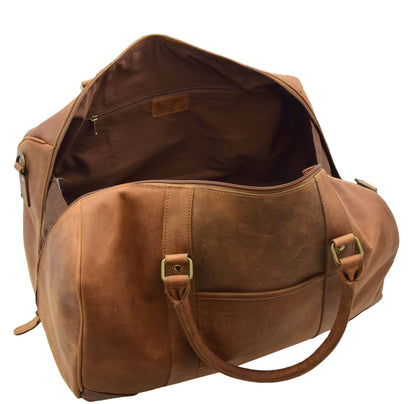 Genuine Leather Holdall Weekend Multi Use Duffle Bag ADEL Tan