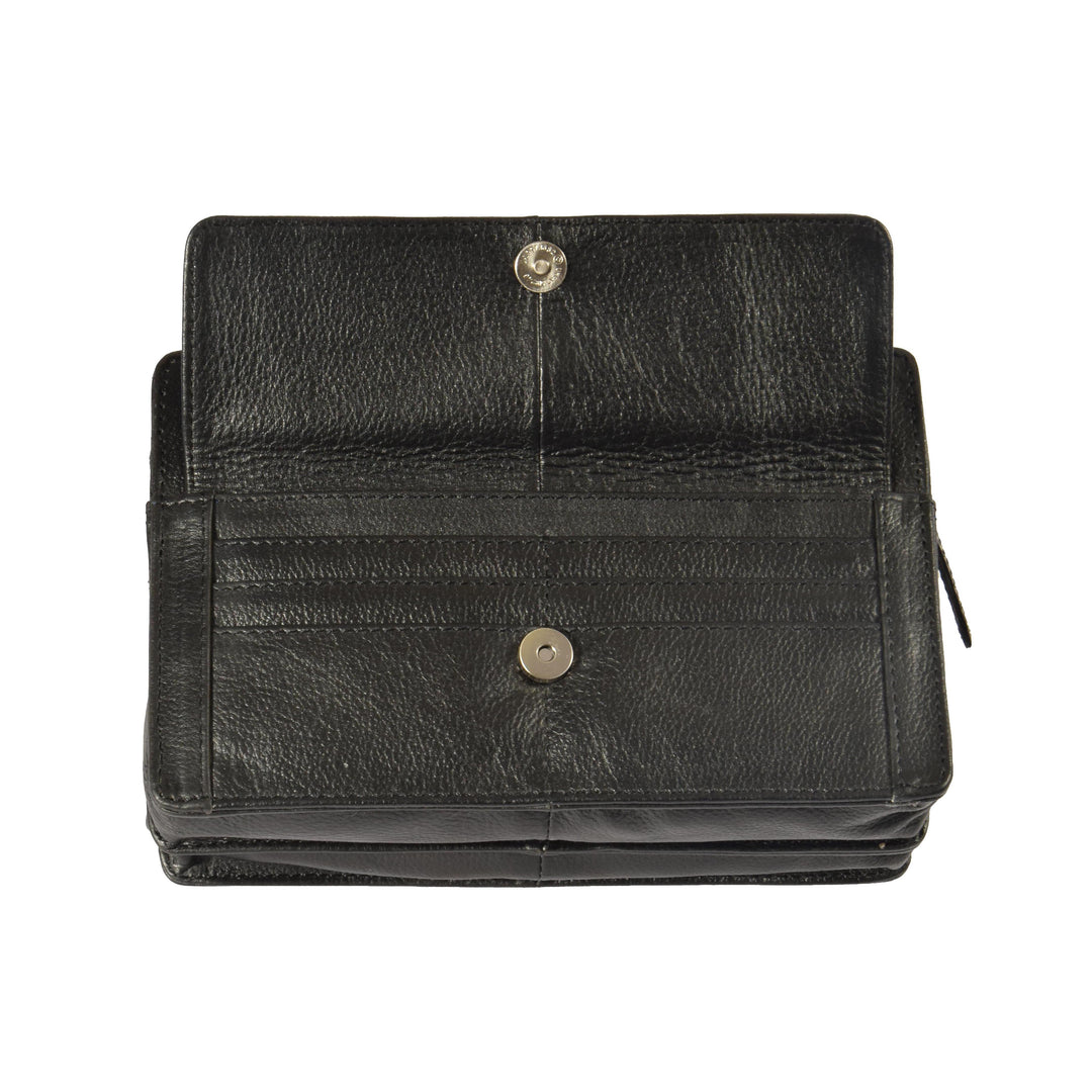 leather money bag black