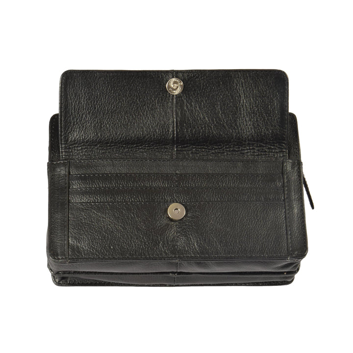 leather money bag black