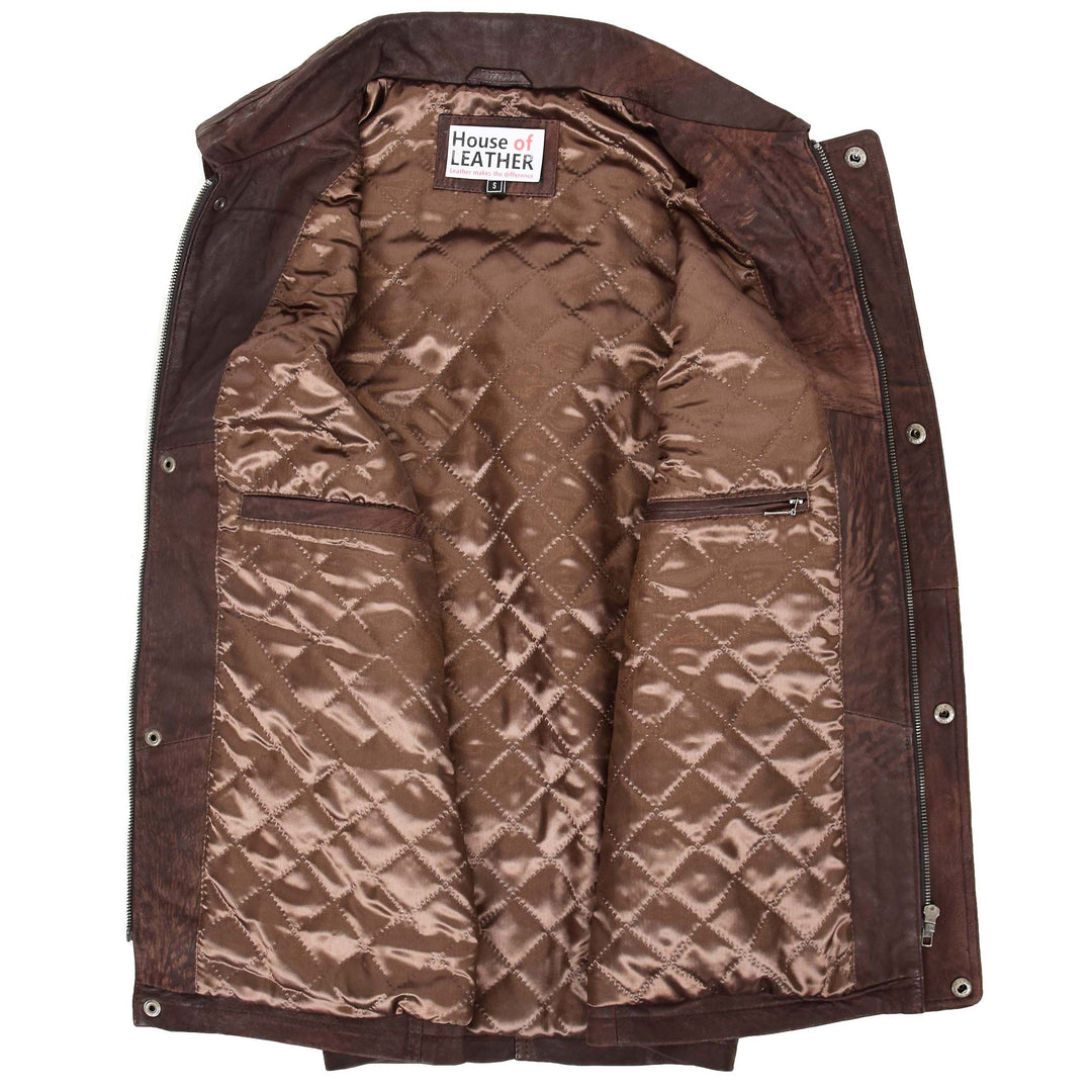 Mens Leather Multi Purpose Gilet Roger Brown 5