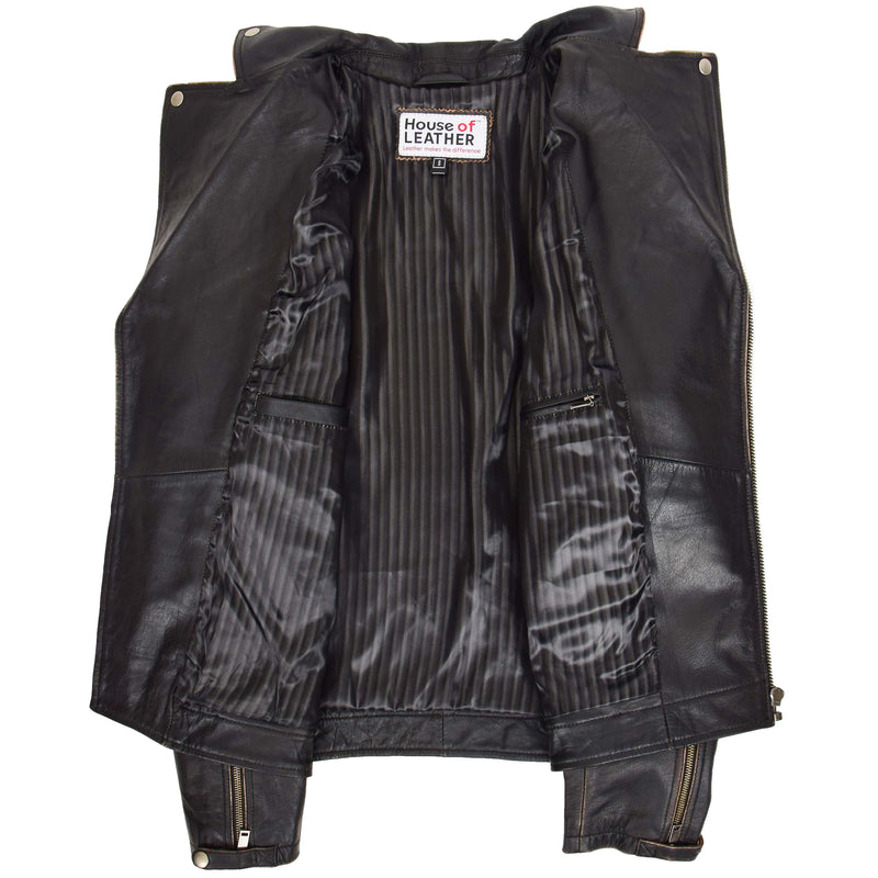 Mens Leather Biker Brando Design Jacket Sean Vintage Black 5