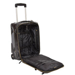 leather suitcase with packing straps