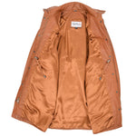 Womens 3/4 Length Leather Duffle Coat Kyra Tan 5