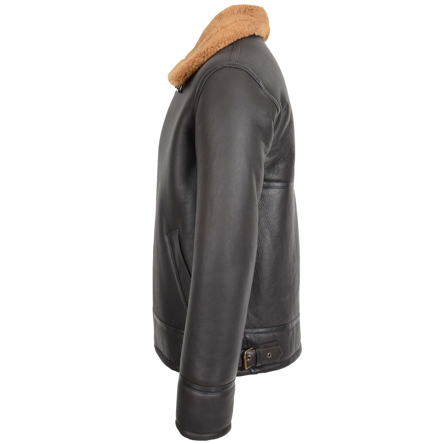 Mens Top Gun Style Sheepskin Jacket Oscar Brown Ginger 4