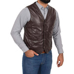 chocolate brown leather vest