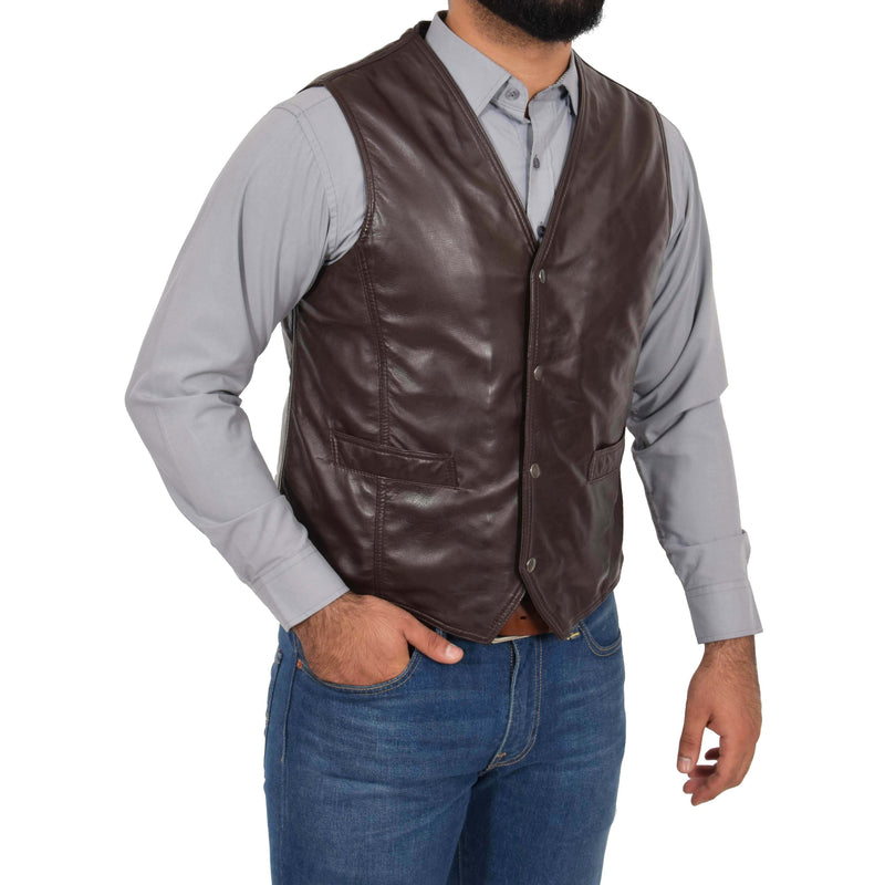 chocolate brown leather vest