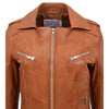 Womens Leather Fitted Biker Style Jacket Kim Tan 6