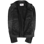 Mens Casual Soft Leather Biker Jacket Nelson Black 3
