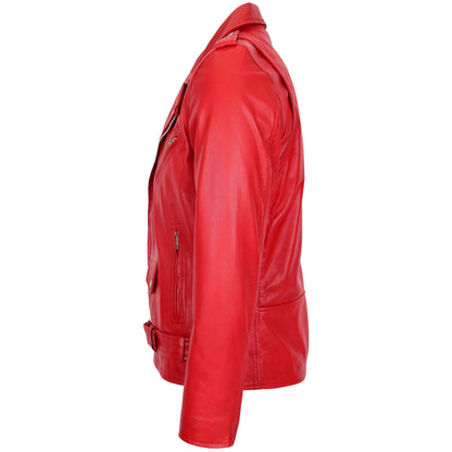 Mens Leather Biker Jacket Brando Style Johnny Red 4