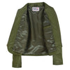 Womens Leather Collarless Jacket with Quilt Design Joan Olive Green 5