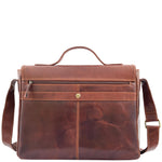 Mens Leather Cross Body Flap Over Briefcase Marland Brown 1