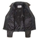 Womens Soft Leather Cross Zip Biker Jacket Lola Vintage Black 5