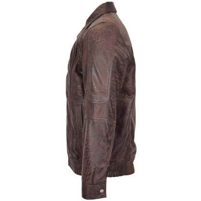 Mens Bomber Leather Jacket Classic Style Jim Brown Nubuck 4