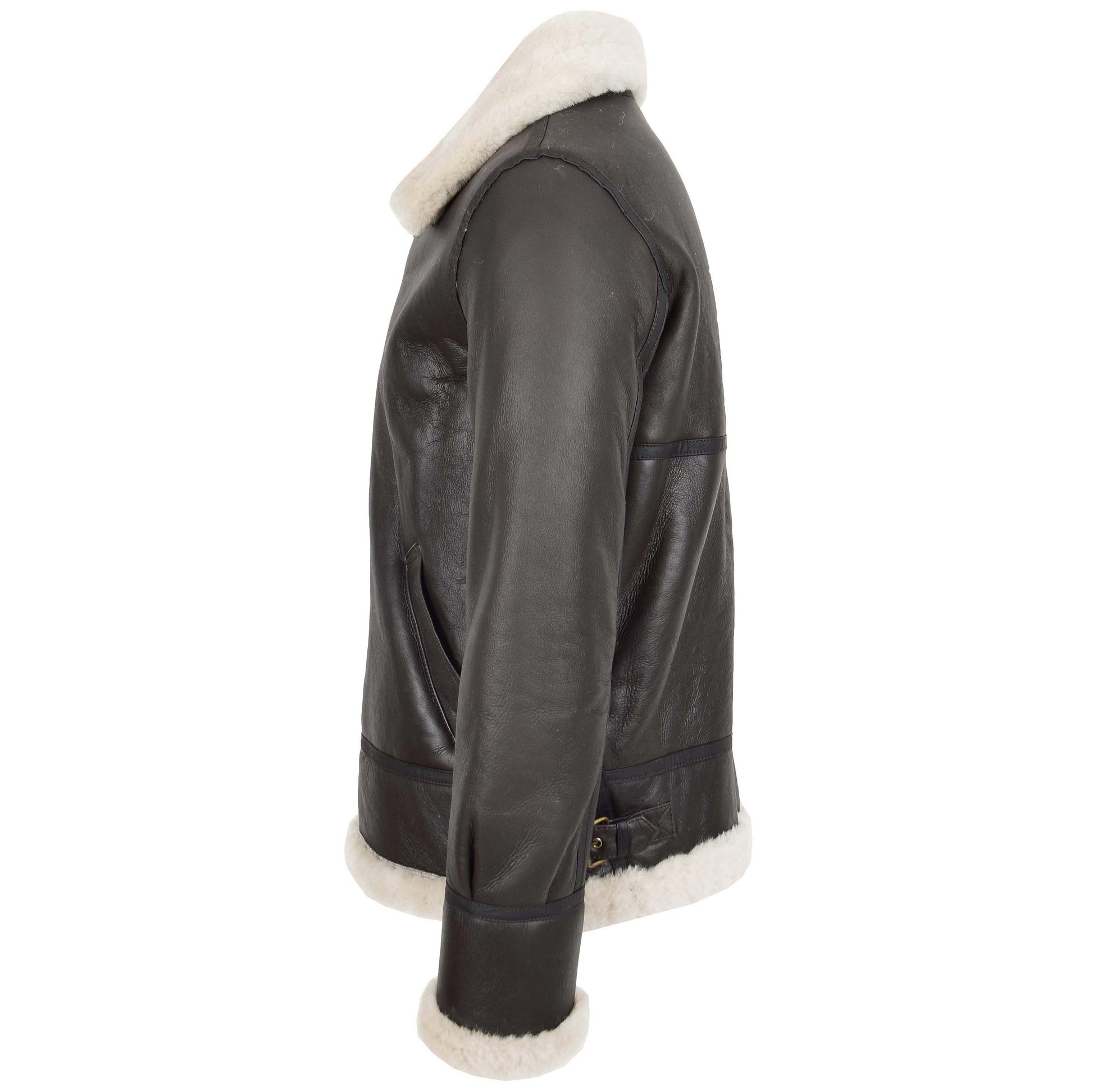 Men's Classic B3 Original Sheepskin Jacket Brown White 4