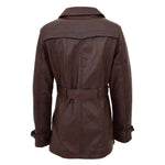Womens Leather Double Breasted Trench Coat Sienna Brown 1