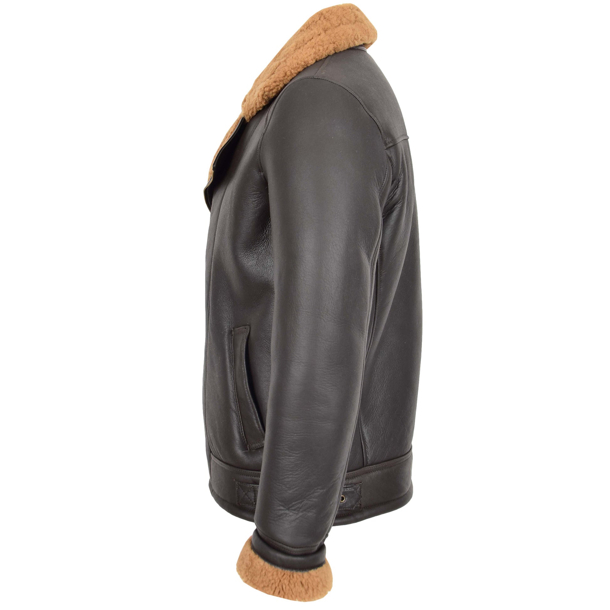 Mens Aviator Sheepskin Pilot Jacket Blen Brown Ginger 4