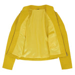 Womens Leather Standing Collar Jacket Becky Yellow 5