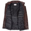 Mens Leather Winter Car Coat Hip Length Jason Black Brown Trim 5