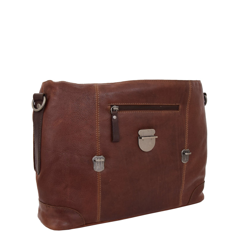 Mens Leather Bag Vintage Style Briefcase Shores Brown 4