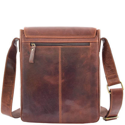 Mens Leather Cross Body Flight Messenger Bag Bratton Brown 1