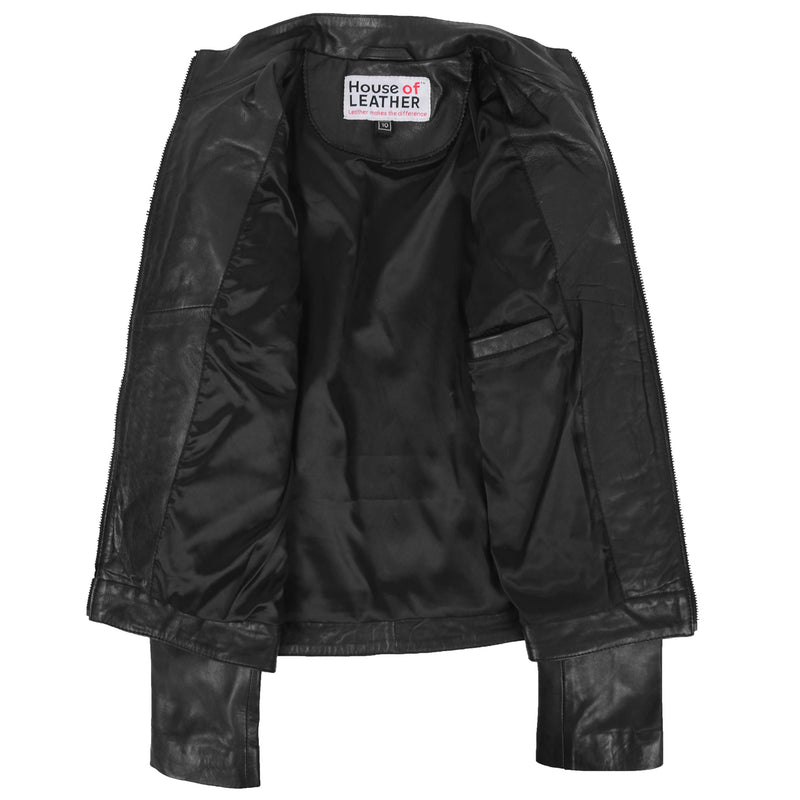 Womens Leather Classic Biker Style Jacket Alice Black 5