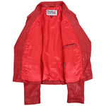 Womens Cross Zip Biker Leather Jacket Cara Red 6