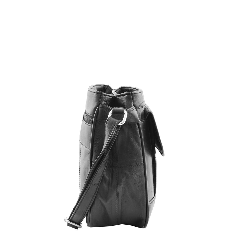 Womens Leather Cross Body Messenger Bag HOL002 Black 3