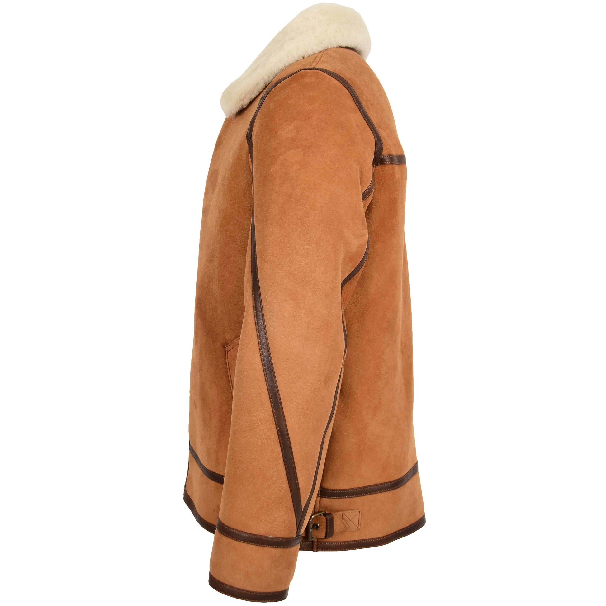 Mens Classic Top Gun Sheepskin B3 Jacket Dean Tan White 4