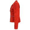 Womens Suede Biker Style Zip Jacket Skylar Red 5